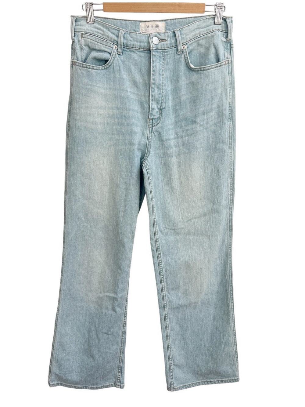 We The Free People Whisker Wash Faded Flare Jeans OB560091 Glass Blue Sz 30